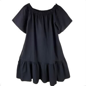 Milla 100% Linen Dress Size M Black Ruffle A-Line